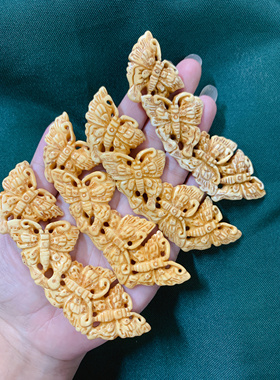 天然牛骨雕刻工艺品蝴蝶牌吊坠牛骨项链挂式