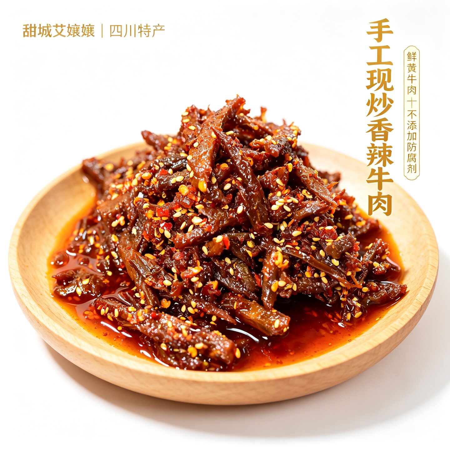 四川甜城内江即食特产手工冷吃香辣牛肉干500g真空包装追剧夜宵