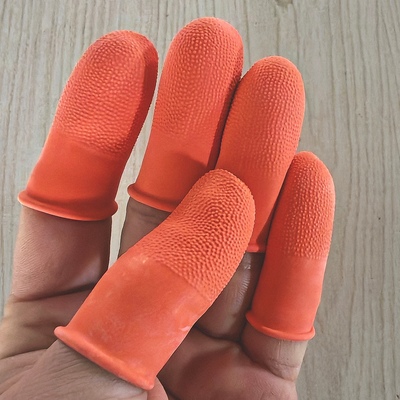 进口橙色橘色20个手指保护套加厚乳胶橡胶颗粒麻点防滑耐磨一次性