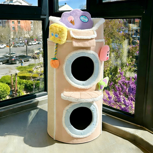 喵小元海绵宝宝猫爬架猫抓桶剑麻多层猫窝一体猫咪玩具宠物用品