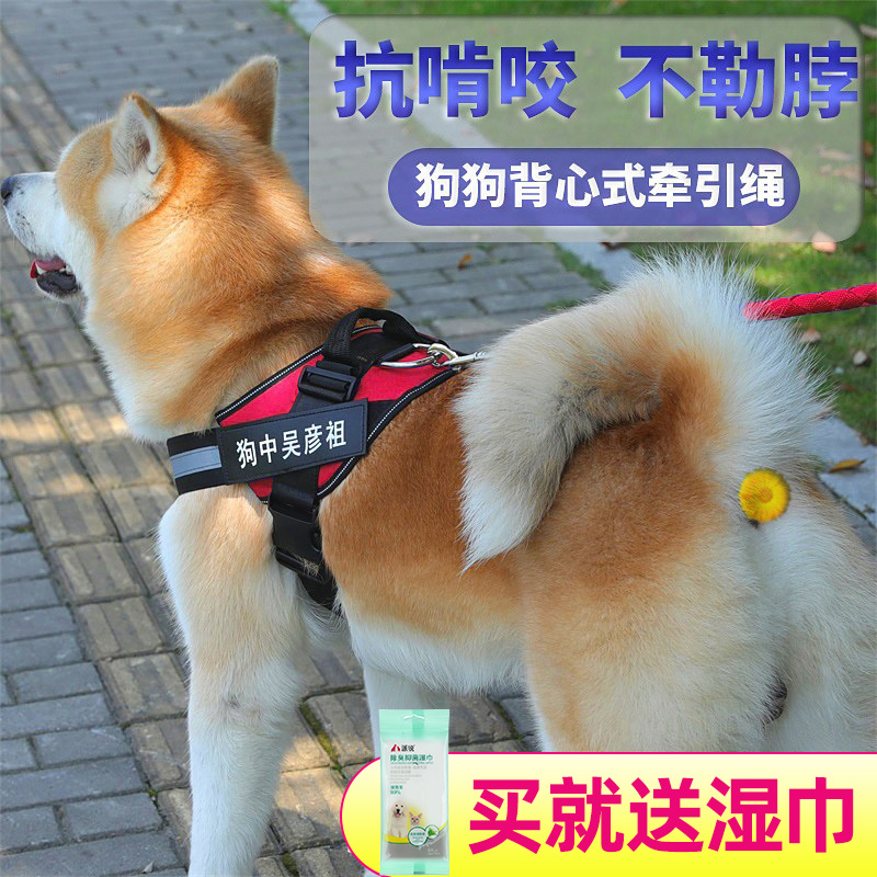 狗狗牵引绳背心式胸背带中型大型犬防咬断防挣脱外出遛小狗绳链子