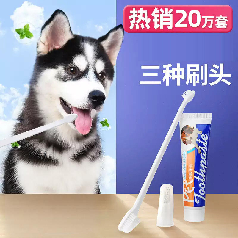 狗狗牙刷牙膏套装泰迪专用猫咪金毛除口臭神器指套宠物用品可食用