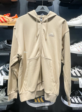 阿迪达斯男装2024春新款简约针织保暖连帽宽松休闲茄克外套IT3964