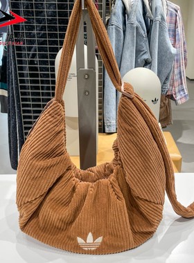 阿迪达斯三叶草2025新款女子复古灯芯绒运动挎包大号云朵包KT0860
