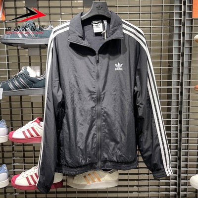 阿迪达斯三叶草男装2025秋新款三条纹梭织防风衣夹克外套KB2466