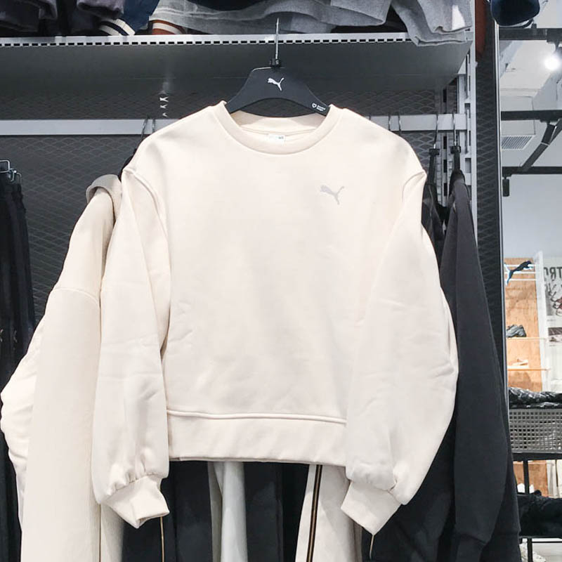 PUMA彪马女装2024冬季新款圆领加绒运动休闲卫衣套头衫 629737-87
