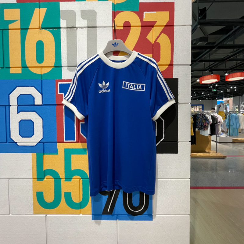 阿迪达斯三叶草男子2024夏新款足球运动训练圆领短袖T恤衫 IU2123