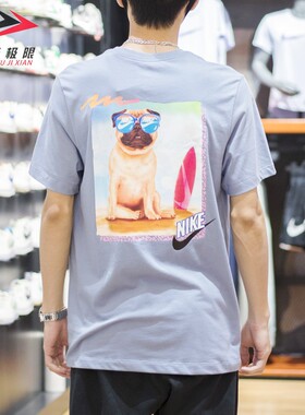 耐克短袖男2023夏季新款休闲运动宽松透气印花图案T恤 FD6637-493