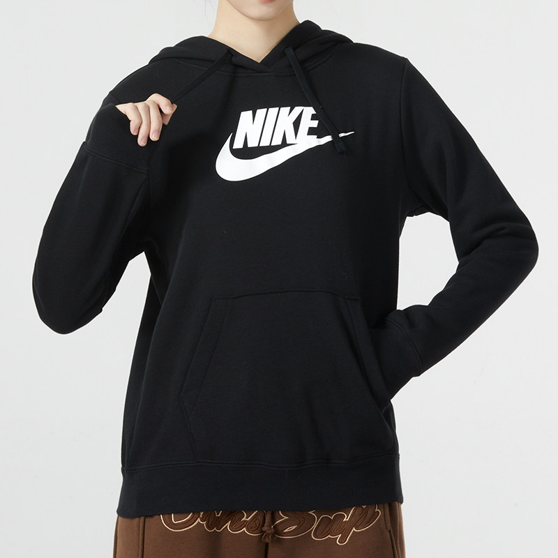 NIKE耐克女款卫衣2023年冬新款运动上衣连帽休闲套头衫DQ5776-010