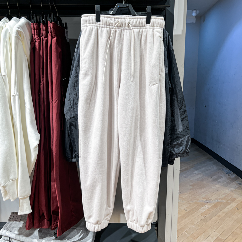 Nike耐克女裤2025春季新款宽松休闲运动摇粒绒保暖长裤FB5579-104
