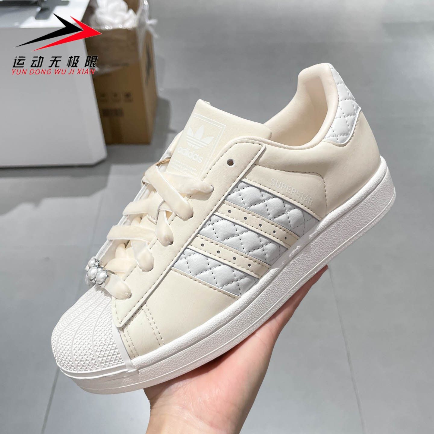 阿迪达斯三叶草女鞋2026春季时尚简约菱格纹运动板鞋小白鞋KJ7301,运动鞋new,运动休闲鞋,淘宝优惠券,粉丝福利购,淘宝优惠卷