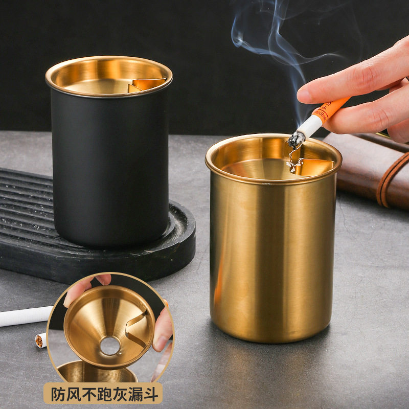 2026新款不锈钢烟灰缸防飞灰不跑烟加办公室车载货车专用大容量