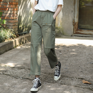 军绿色裤子女宽松直筒工装裤2026新款小个子休闲大码女裤夏季薄款
