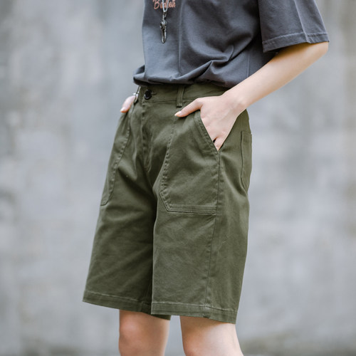 自然腰以田日系五分裤工装短裤