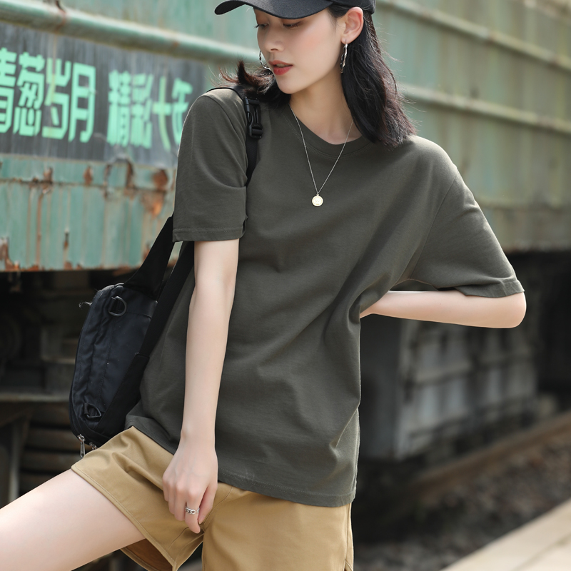 t恤短袖休闲常规纯色女纯棉上衣