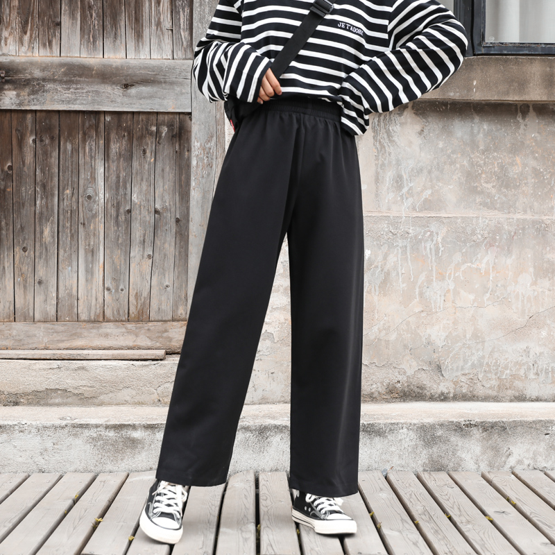 以田宽松松紧腰直筒九分西装裤