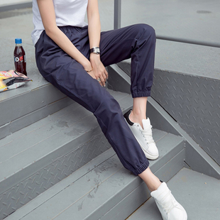 裤 藏蓝色裤 工装 大码 春秋小个子束脚休闲秋冬运动九分 子女2025新款