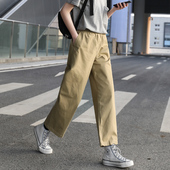 子女春秋工装 2026新款 裤 女裤 九分 小个子直筒休闲宽松大码 卡其色裤