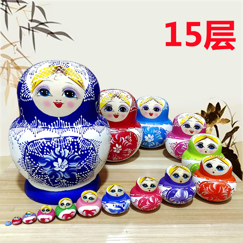 俄罗斯风格套娃15层 手绘纯手工品 风干椴木 礼物玩具摆件包邮319
