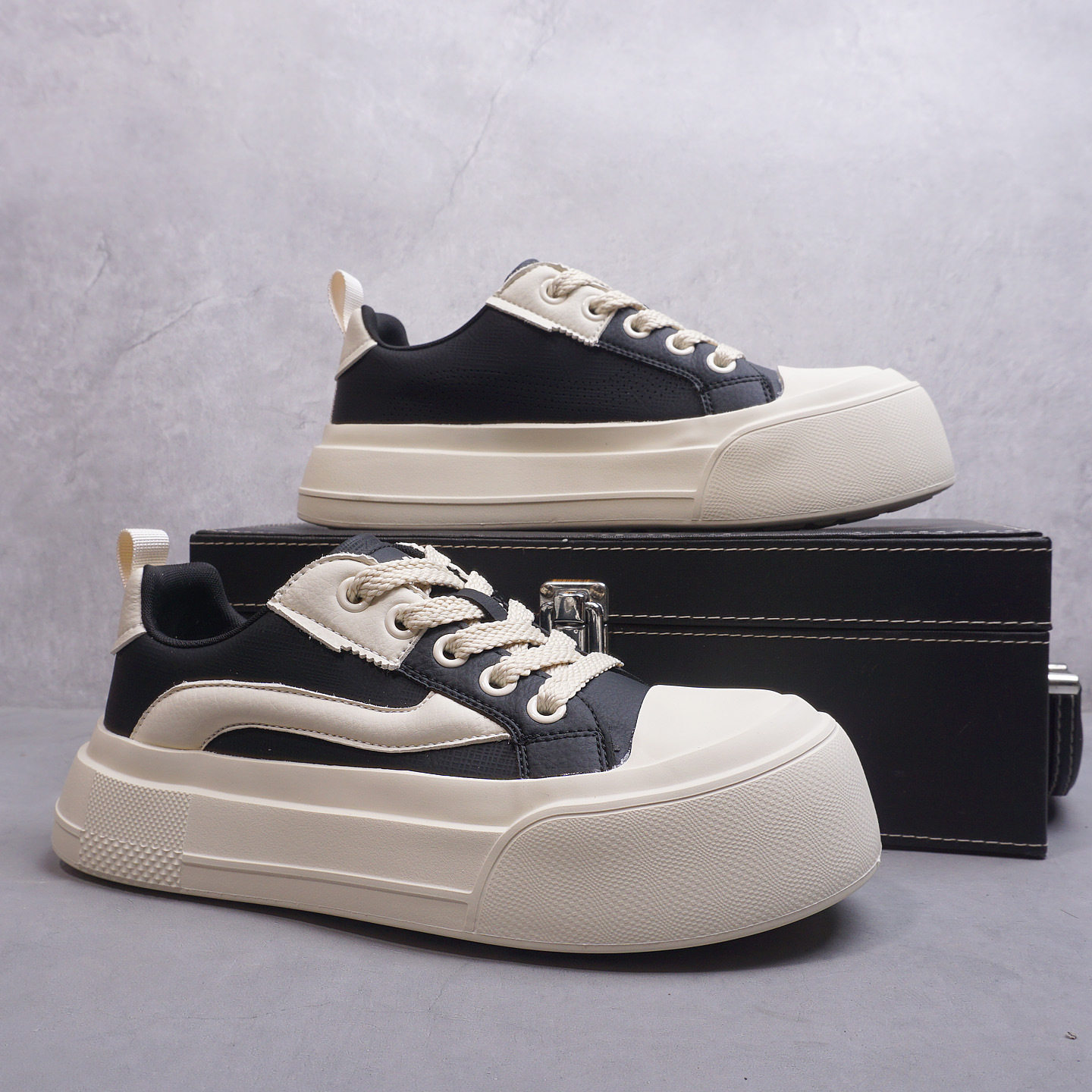 男鞋英伦风厚底休闲版鞋2026新款系带百搭小白鞋时尚青年运动男鞋