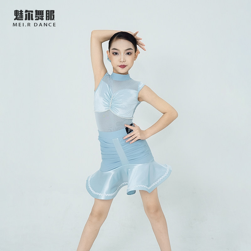 魅尔舞服M503109新款儿童拉丁舞训练习表演出服裙子分体式拉丁裙