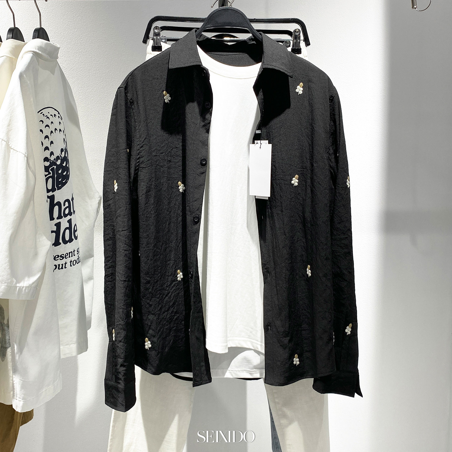 柜429！26春夏新品男装粘纤混纺垂性宽松刺绣衬衫衬衣0881311 800