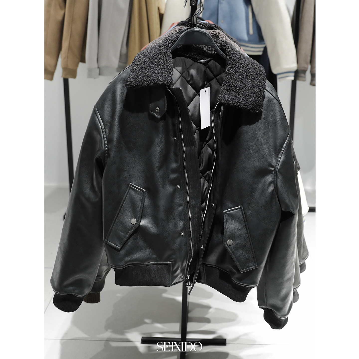 柜799！冬季男装可拆毛领仿皮革夹克5070702 800厚皮外套5070/702,男装,夹克,淘宝优惠券,粉丝福利购,淘宝优惠卷