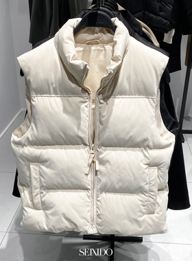 柜399！秋冬新品男装修身立领无袖棉服背心0029440 707马甲厚外套