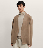 秋冬男装 仿鹿皮休闲西装 绒面简约无领西服外套男 柜399 3548 700