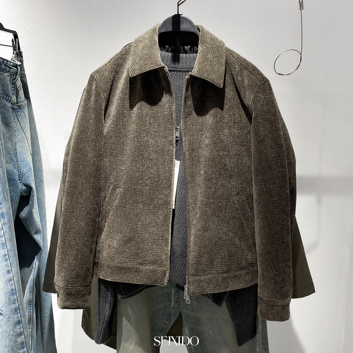 柜699！秋冬男装简约复古灯芯绒夹克7380720 502夹棉外套7380/720