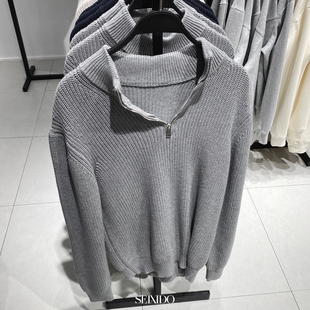 3332300 柜429 半高领拉链棉质针织衫 男装 803休闲毛衣男 秋冬新品