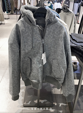 柜799！秋冬男装两面穿仿皮草连帽夹克0993304加厚皮外套0993/304