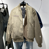 柜799 秋冬男装 欧美简约仿麂皮绒质感加绒宽松夹克厚外套3918154