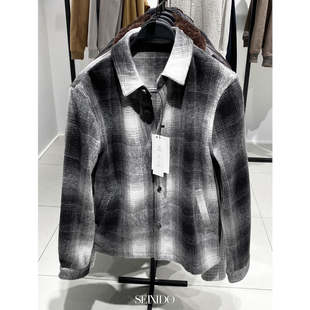 男装 新款 欧美宽松翻领长袖 格子衬衫 084 柜429 外套男4391900 春季