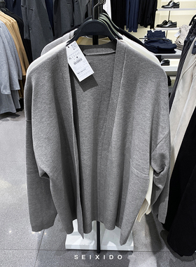 柜319！秋冬款男装无领针织开衫9598371 803纯色毛衣外套9598/371