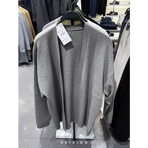 ZA男女同款无领针织开衫