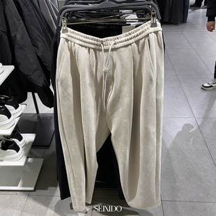 仿麂皮绒宽松阔腿裤 男装 3046385 811休闲长裤 385 柜329 3046 春季