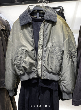 柜699！秋冬款男装宽松可拆毛领夹克5854403做旧棉服外套5854/403