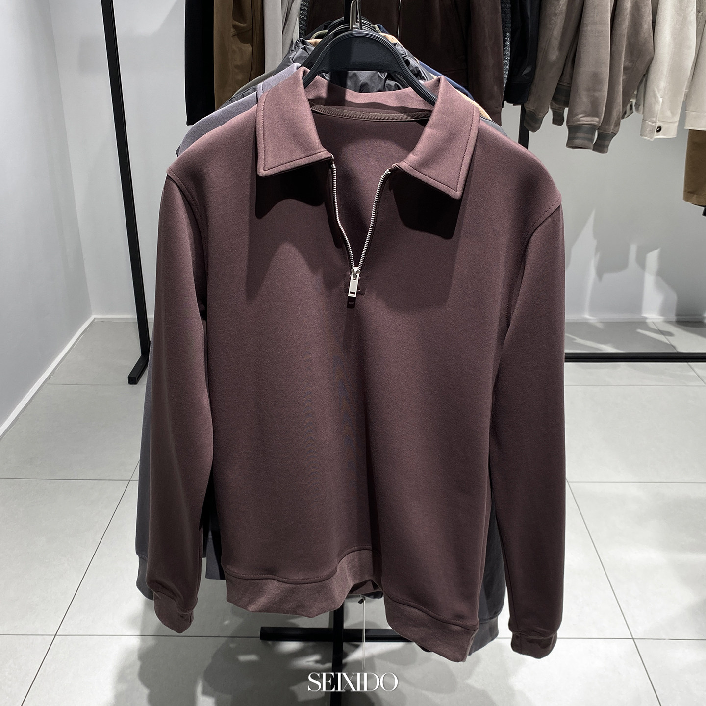 柜329！欧美简约休闲春季新款男装半拉链翻领长袖POLO衫 4092/380