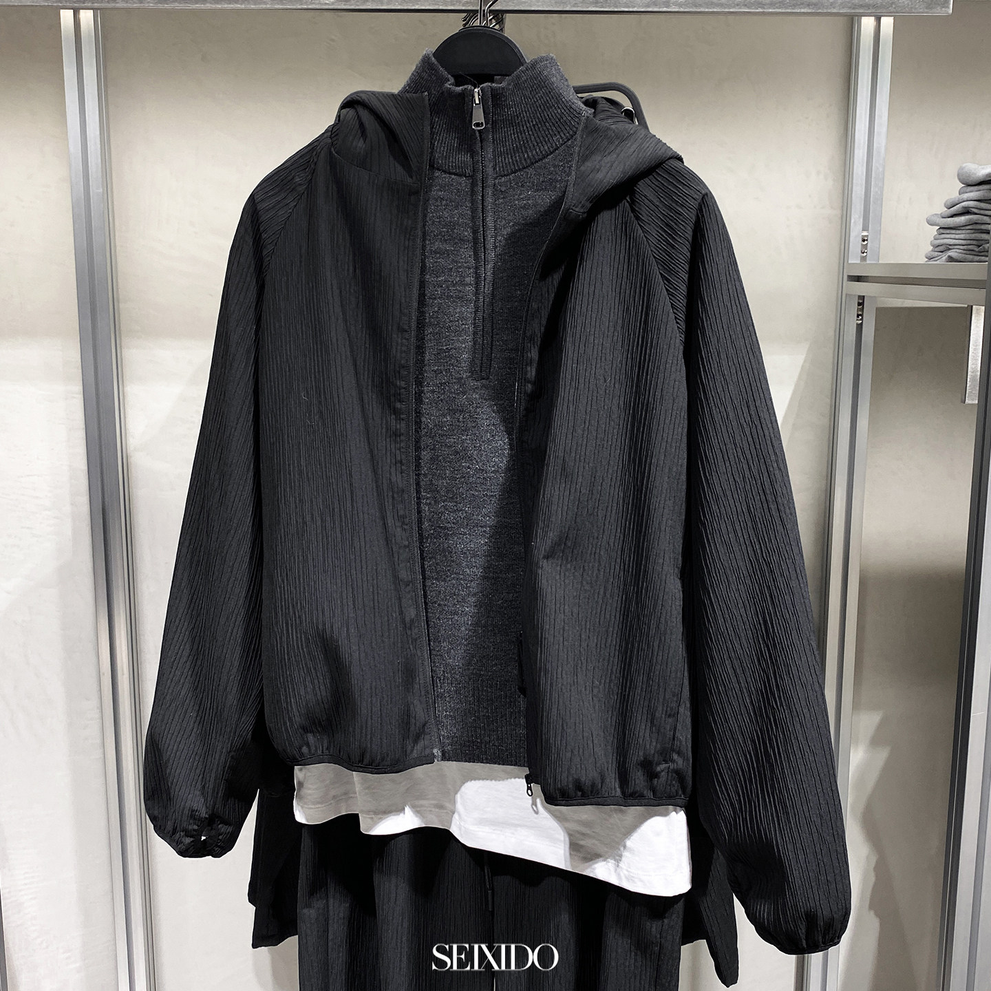 柜429！欧美新品男装凸饰boxy fit连帽短款夹克外套男7380801 800,男装,夹克,淘宝优惠券,粉丝福利购,淘宝优惠卷