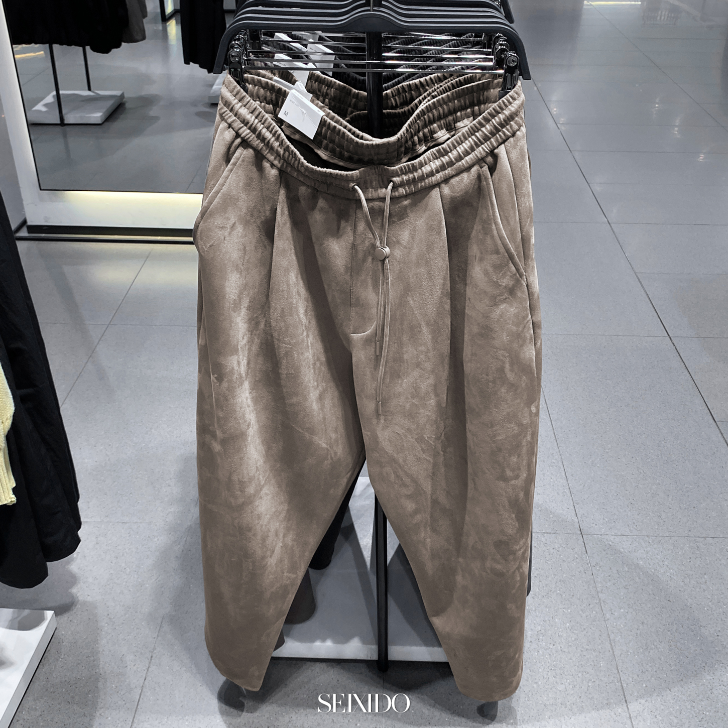 西班牙单！仿麂皮绒宽松系带长裤