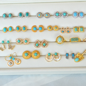 捡漏款 925银镀金项链精致款 天然绿松石 吊坠 美人松耳钉 孤品