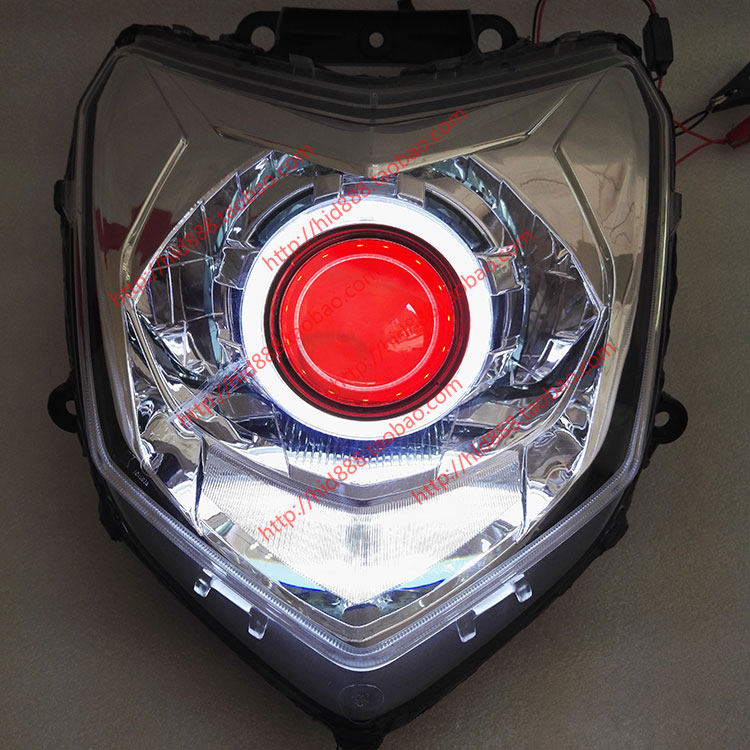 雅马哈摩托车 赛鹰 前大灯总成 JYM125T 车灯LED双光透镜天使恶魔