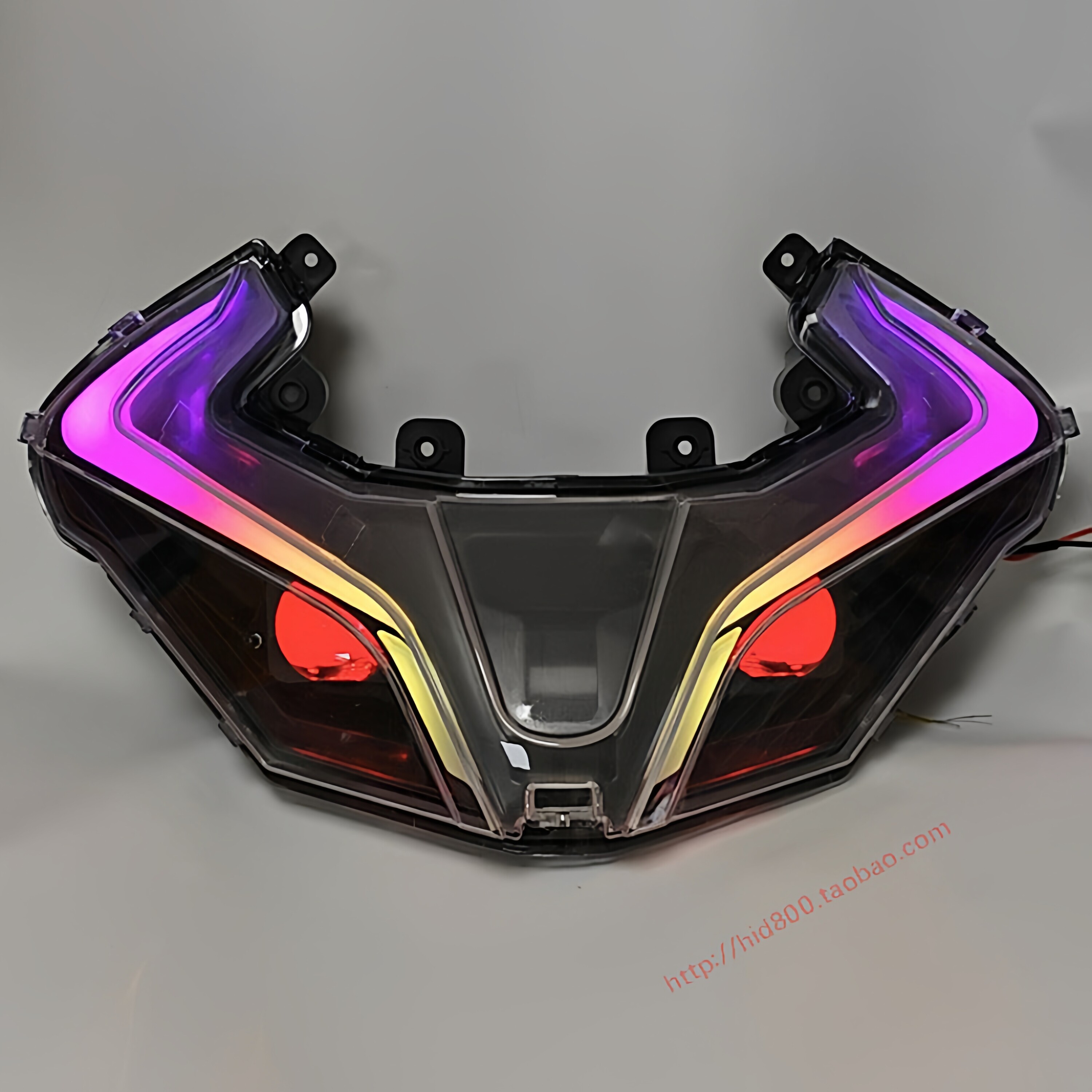 适用于春风450sr改装LED摩托车前大灯APP恶魔眼运动拼色车灯总成