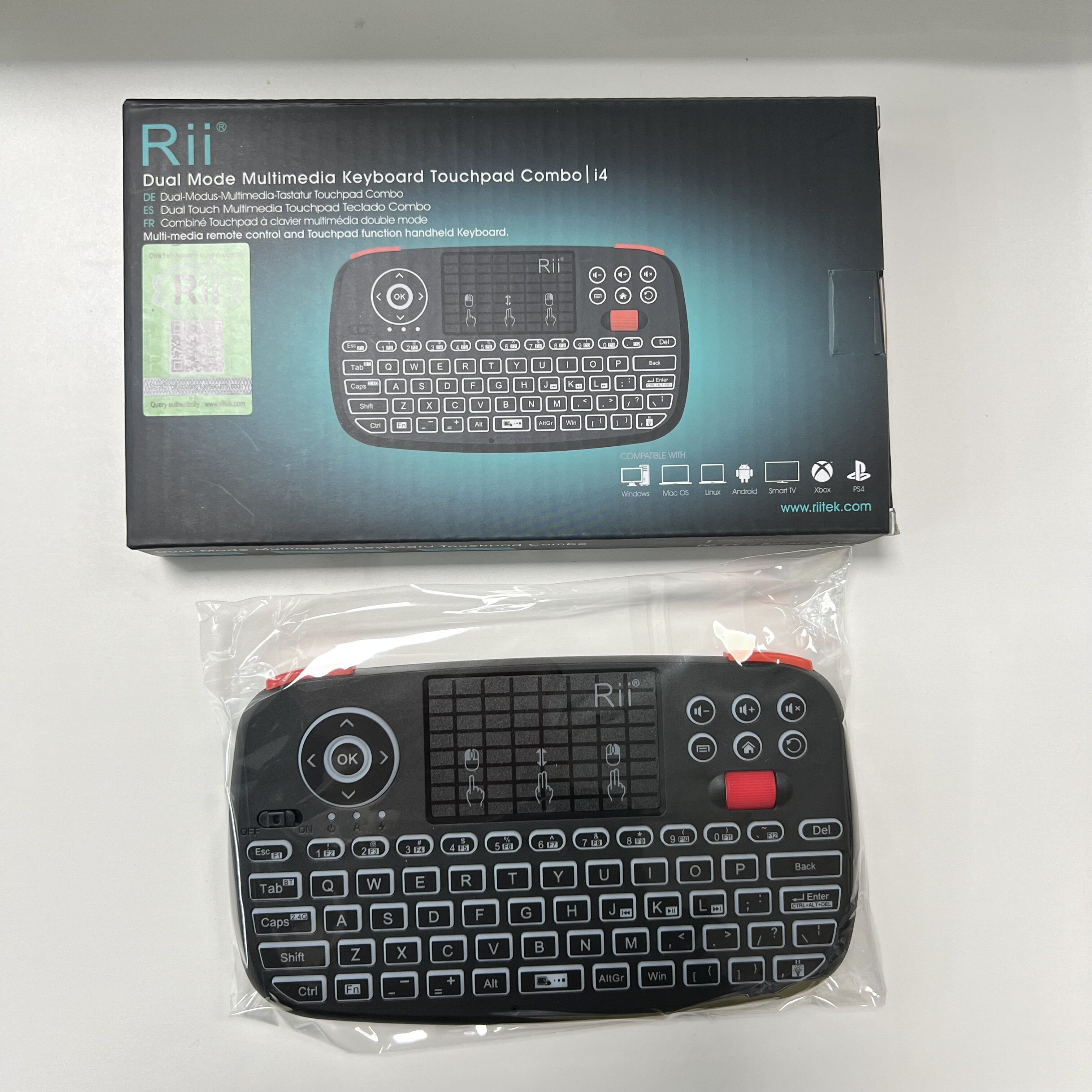 Rii I4无线迷你键盘鼠标二合一多媒体触控板多平台兼容蓝牙2.4G