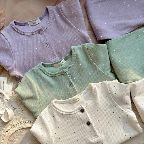 儿童秋季舒适波点满印家居服套装
