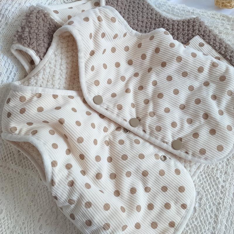 女童秋冬季可爱圆点加厚马1甲儿童宝宝波点两面穿背心保暖上衣