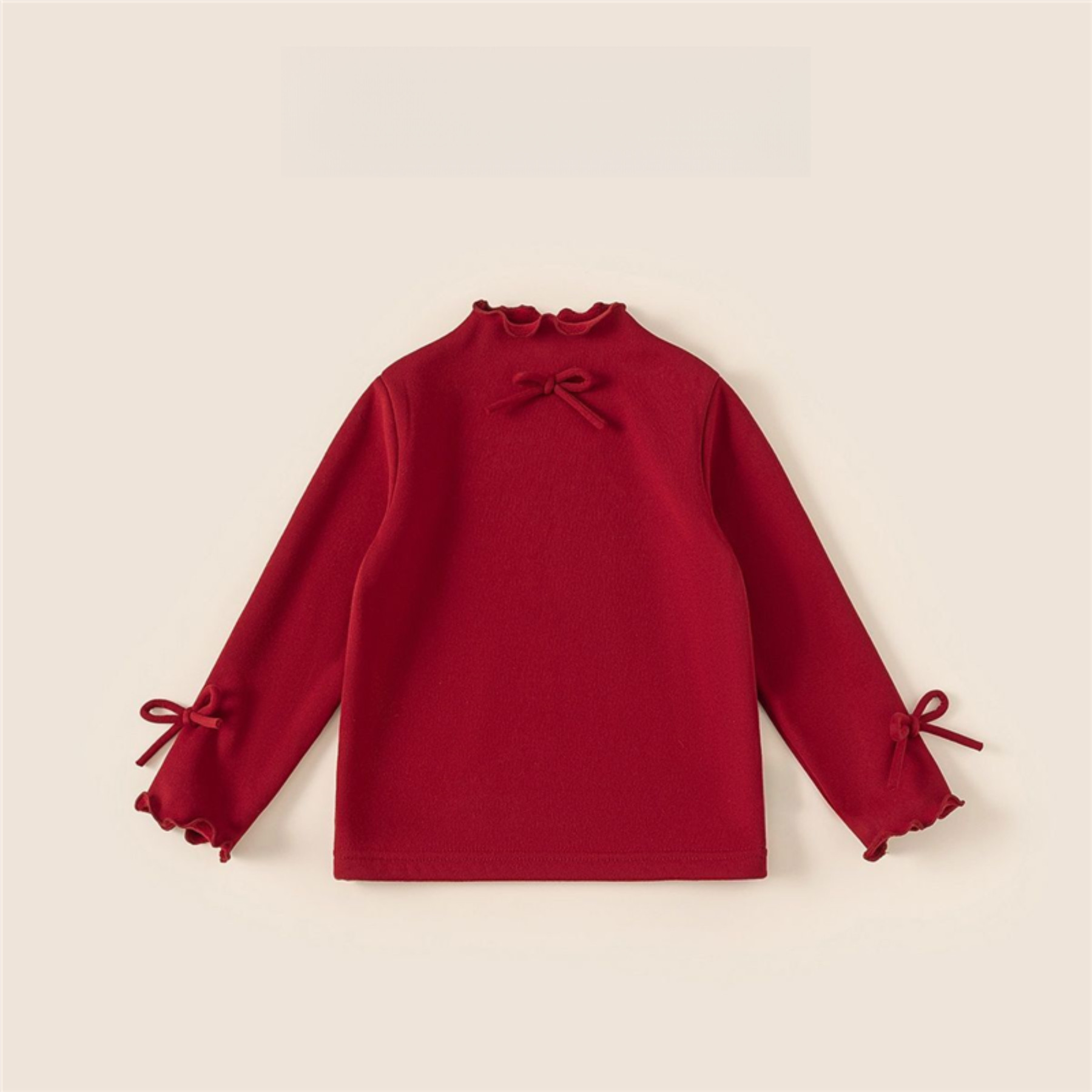 女童秋冬甜美德绒打底新款儿童过年红色木耳边内搭立体蝴蝶结上衣,运动/瑜伽/健身/球迷用品,亲子家庭装,淘宝优惠券,粉丝福利购,淘宝优惠卷