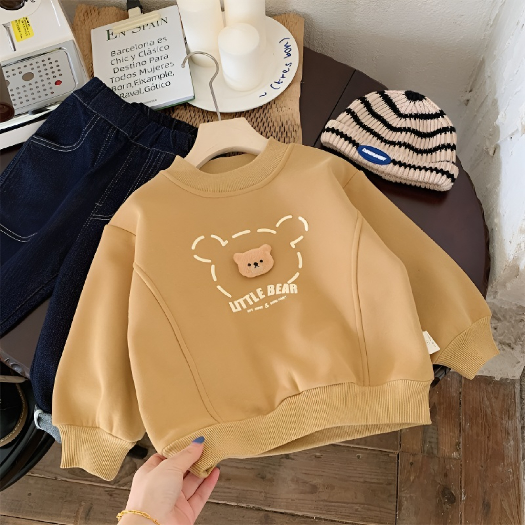 儿童秋冬季新款韩版加绒加厚卫衣男女童长袖T恤宝宝保暖圆领上衣