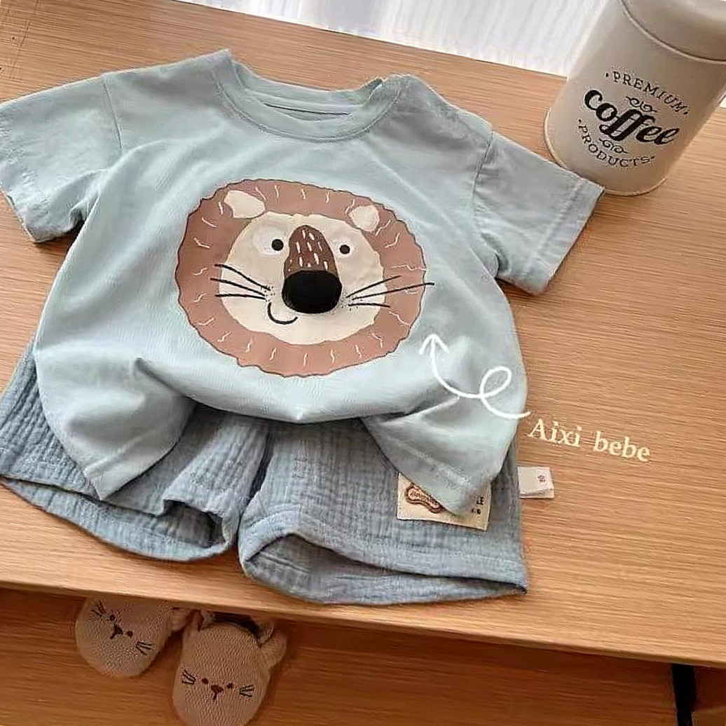 男女童夏季韩版卡通短袖套装中小童宝宝洋气可爱上衣短裤两件套